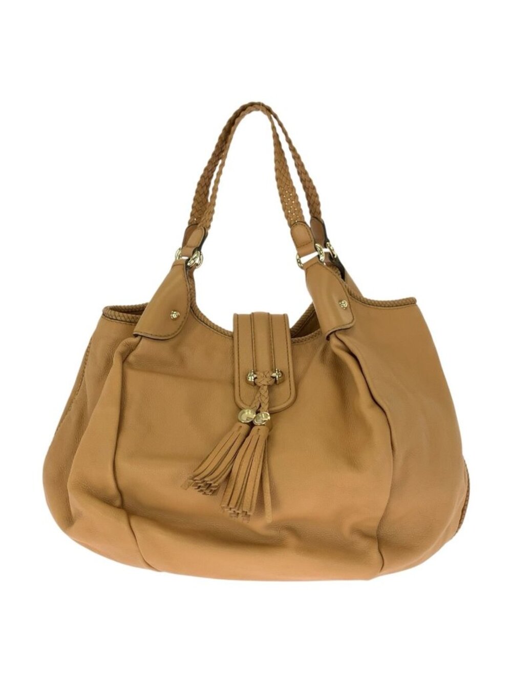 Gucci Marrakech Hobo Tassel Light Brown Gold Leather Tote Shoulder Bag